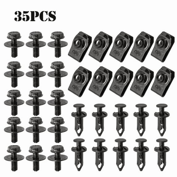 35Pcs for KIA Engine Under Cover Splash Shield Guard M6 Bolts & U-nut Clips