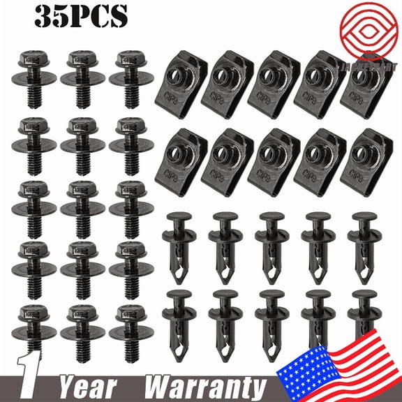 35Pcs for Nissan M6 Bolts & U-nut Clips Engine Under Cover Splash Shield Guard