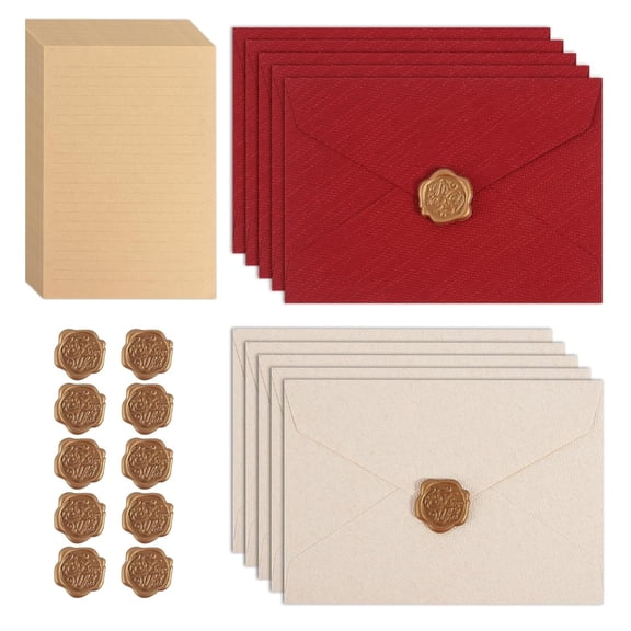 35Piece Linen Paper Stationery Set With Envelopes Letter Sheets And Sealing Seal For Invitations