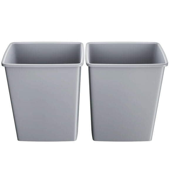 35QT Kitchen Trash Can, Sturdy and Lightweight Slim Trash Can, Trash Cans for Kitchen, Workspace, Bathroom, Office, Easy to Clean, 2 Pack, Gray