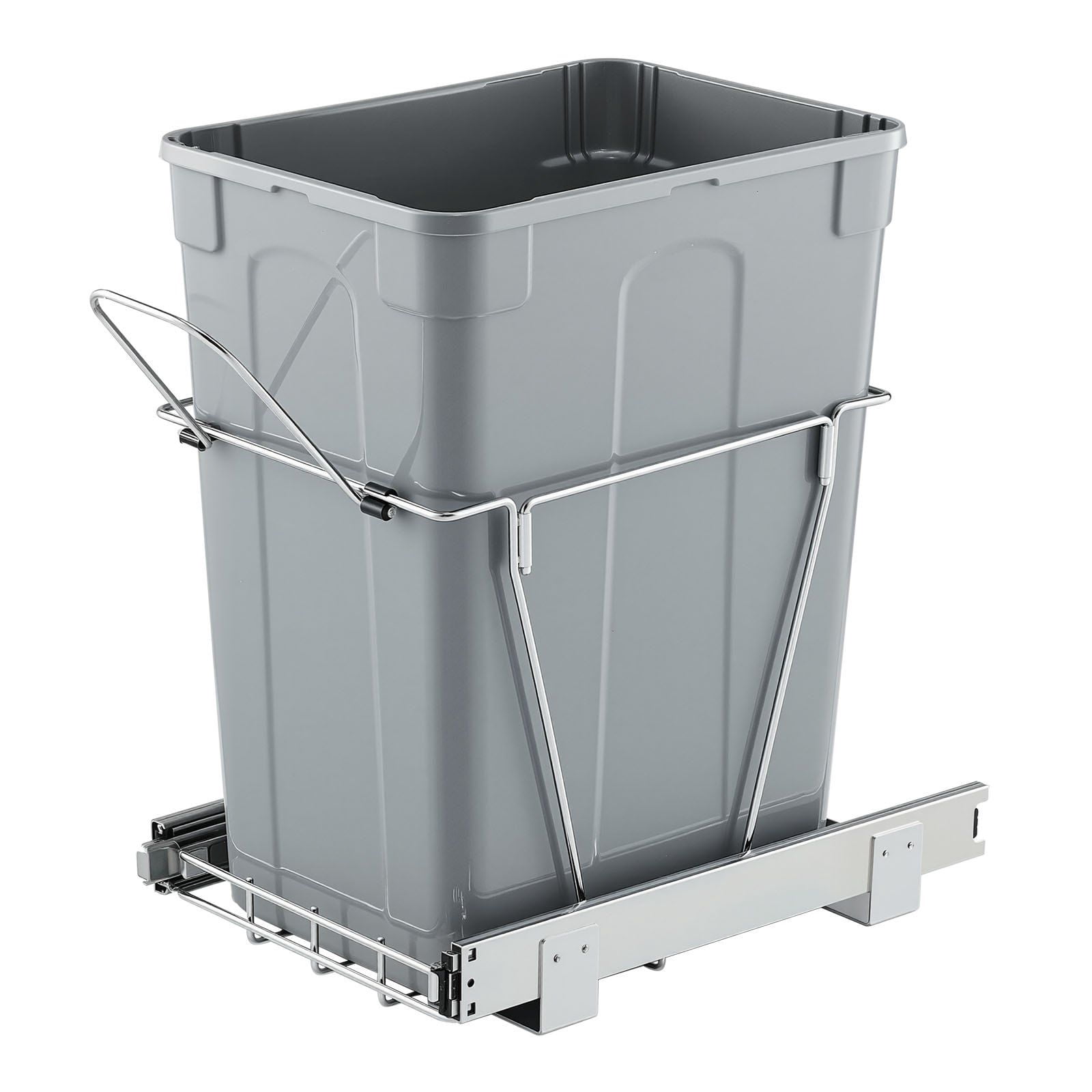 Container Plastic With Rails 35QT Pullout Waste Container Under Cabinet Kitchen Garbage Bin with ...