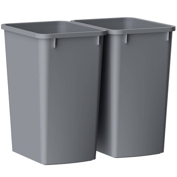 35QT Slim Rectangular Kitchen Trash Can, Easy-Clean Design, 2-Pack, Gray