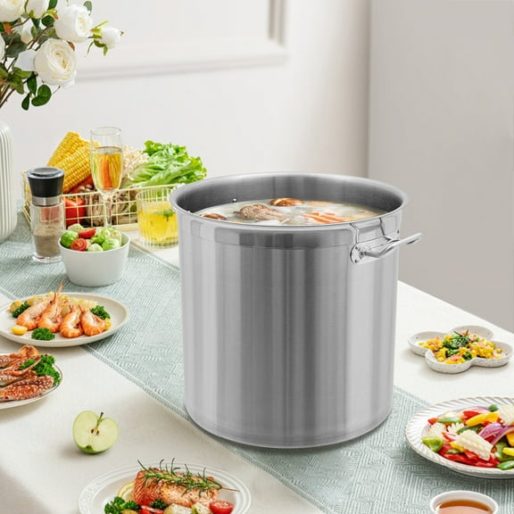35QT Stainless Steel Seafood Boil Pot With Basket Heavy Duty Cooking Pot W/ Lid