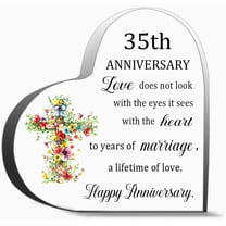 35Th Anniversary Love Does Not Look With The Eyes It Sees Heart Acrylic Decoration Gift For Couple Parent Women Mom Husband Wife