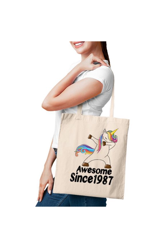 35Th Birthday Unicorn Dabbing Awesome Since 1987 35 Years Old Tote Bag