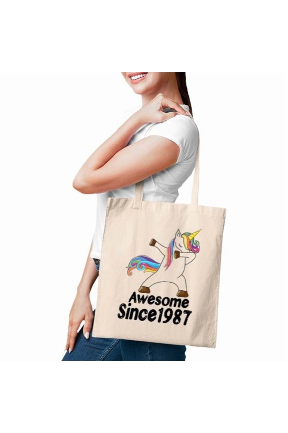 35Th Birthday Unicorn Dabbing Awesome Since 1987 35 Years Old Tote Bags