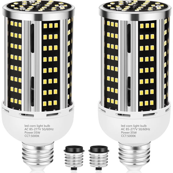 35W LED Corn Light Bulb 2 pack,(300W Equivalent )Commercial Grade Daylight 5000K E26/E39 5000LM Medium Mogul Base LED Lamp,Large Area Lights For Outdoor Indoor Garage Warehouse Factory Bay Light