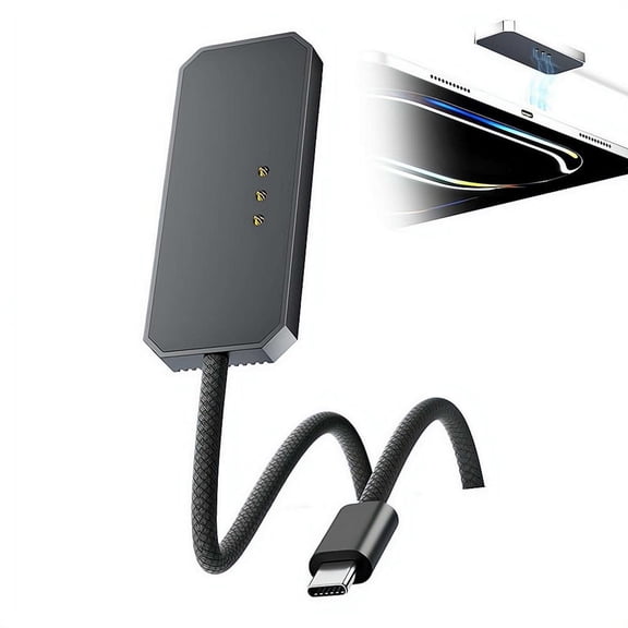 35W Magnetic Wireless Charger Cable for iPad Pro 11" 2024/2025, USB-C Fast Charging Cord, Nylon Braided, Father's Day Gift