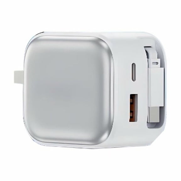 35W Peak PD Charging Station with Retractable and Plug for Laptop USB-C & USB Ports Portable Wall Charger for Travel and Home