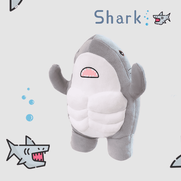 35cm Muscle Shark Plush Toys Stuffed Ocean Whale Fish Stuffed Animals Soft Plushie Dolls Kids Birthday Gifts Valentine's Day
