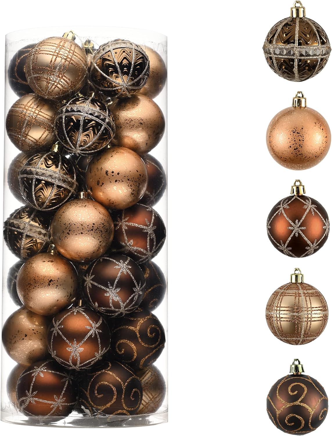 35ct Bronze Copper and Gold Shatterproof Christmas Balls, 2.36 Inches