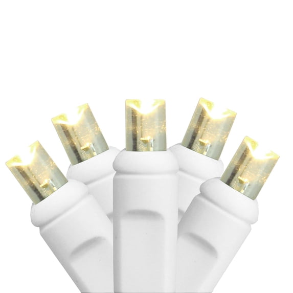 35ct Warm White LED Wide Angle Christmas Light Set for Light Curtain - White Wire