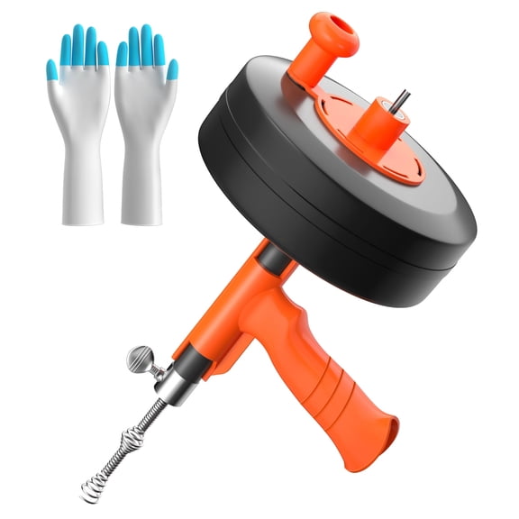 35ft Drain Snake Auger, Plumbing Snake With Drill Adapter, Heavy Duty Flexible Sink Steel Plumbing Auger Bathroom Hair Clog Removal Tool, Manual Or Powered - No auto retract or feed