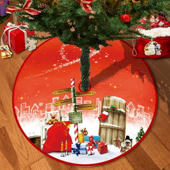 35in Christmas Tree Skirt,Buffalo Plaid Christmas Tree Base Cover,Christmas Tree Mat for Under Tree,Christmas Tree Stand Cover,Christmas Tree Skirt with Delicate Christmas Tree Bottom Decoration
