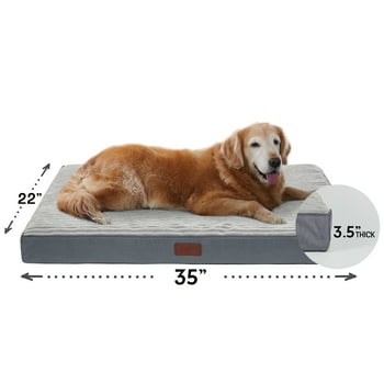 35in Gray Orthopedic Dog Bed For Large Dogs with Egg Crate Foam Support and Non-Slip Bottom, Waterproof and Machine Washable Removable Pet Bed Cover,L size(35"x22"x3.5")