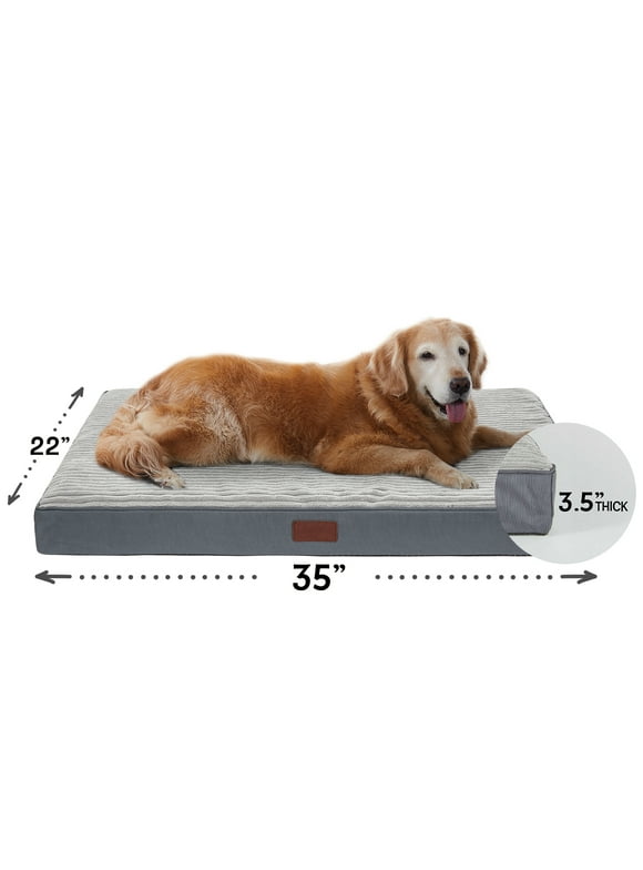 35in Gray Orthopedic Dog Bed For Large Dogs with Egg Crate Foam Support and Non-Slip Bottom, Waterproof and Machine Washable Removable Pet Bed Cover,L size(35"x22"x3.5")