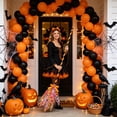 thumbnail image 1 of 35in Halloween Witch Brooms Decoration Mesh Magics Flying Broomstick Prop for Party Costumes Spooky House Wall Hanging Decor with Ribbon Large Scale Witch Broom Prop for Front Porch Display, 1 of 6
