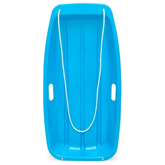 35in Plastic Toboggan Snow Sled w/Pull Rope, 2 Handles