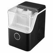 35lb/24H Nugget Ice Maker Portable Countertop Ice Machine, Pebble Crushed Soft Chewable Ice Maker Machine, Stainless Steel, Black