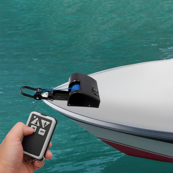 35lbs Electric Anchor Winch, Boat Marine Winch with Anchor Roller & Remote, 65ft/min Rope Recovery Speed