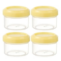 35ml Plastic Jar Box Dispenser,Condiment Containers with Screw Lids (4-Piece) - Reusable Leakproof Salad Dressing Containers - Small Mini Food Storage Cups for Lunch,Dishwasher Friendly(Yellow)