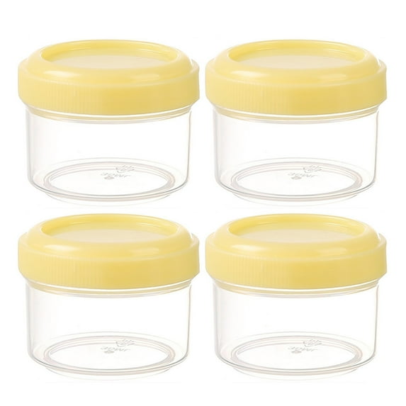 35ml Plastic Jar Box Dispenser,Condiment Containers with Screw Lids (4-Piece) - Reusable Leakproof Salad Dressing Containers - Small Mini Food Storage Cups for Lunch,Dishwasher Friendly(Yellow)