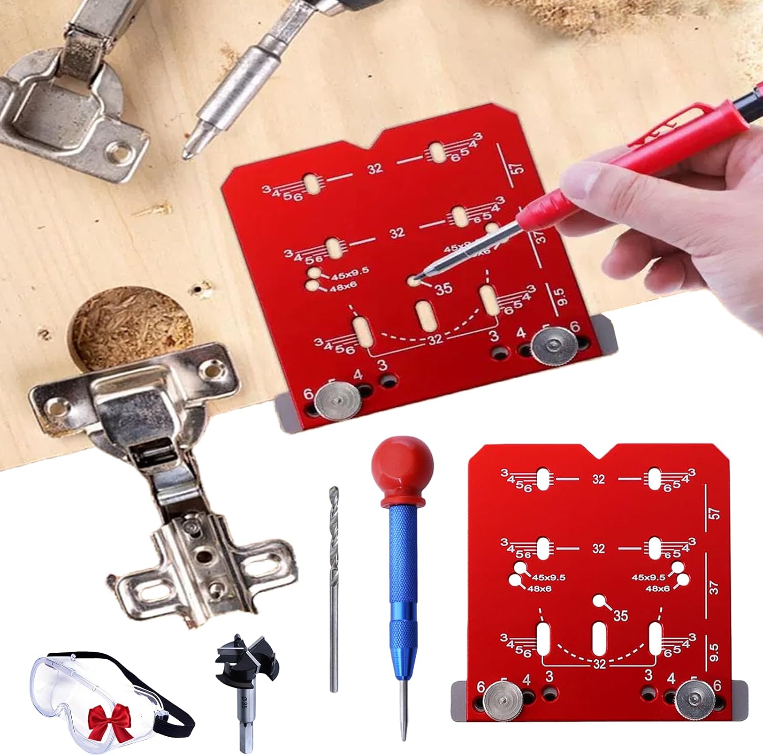 35mm Adjustable Hinge Drilling Positioner Auxiliary Tool, Aluminum ...