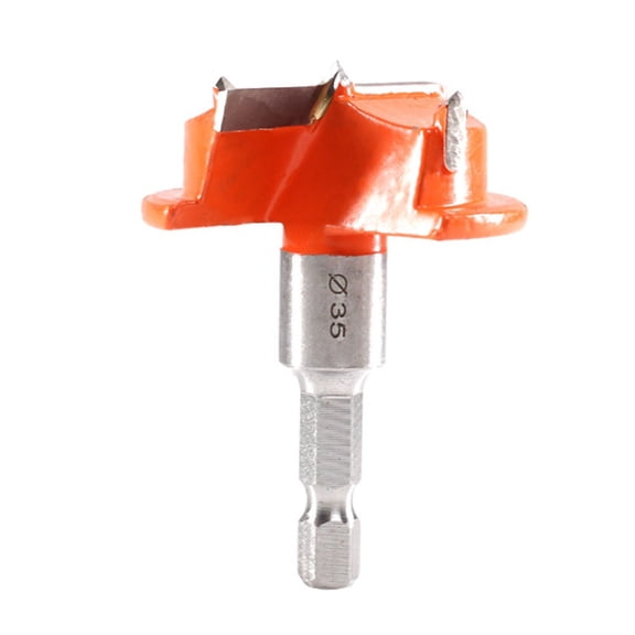 35mm Carbide Tipped Hinge Boring, 1/4 Inch Hex Shank Hole Opener for Woodworking with Center Locating Spur, for CNC and Drill Press Machines