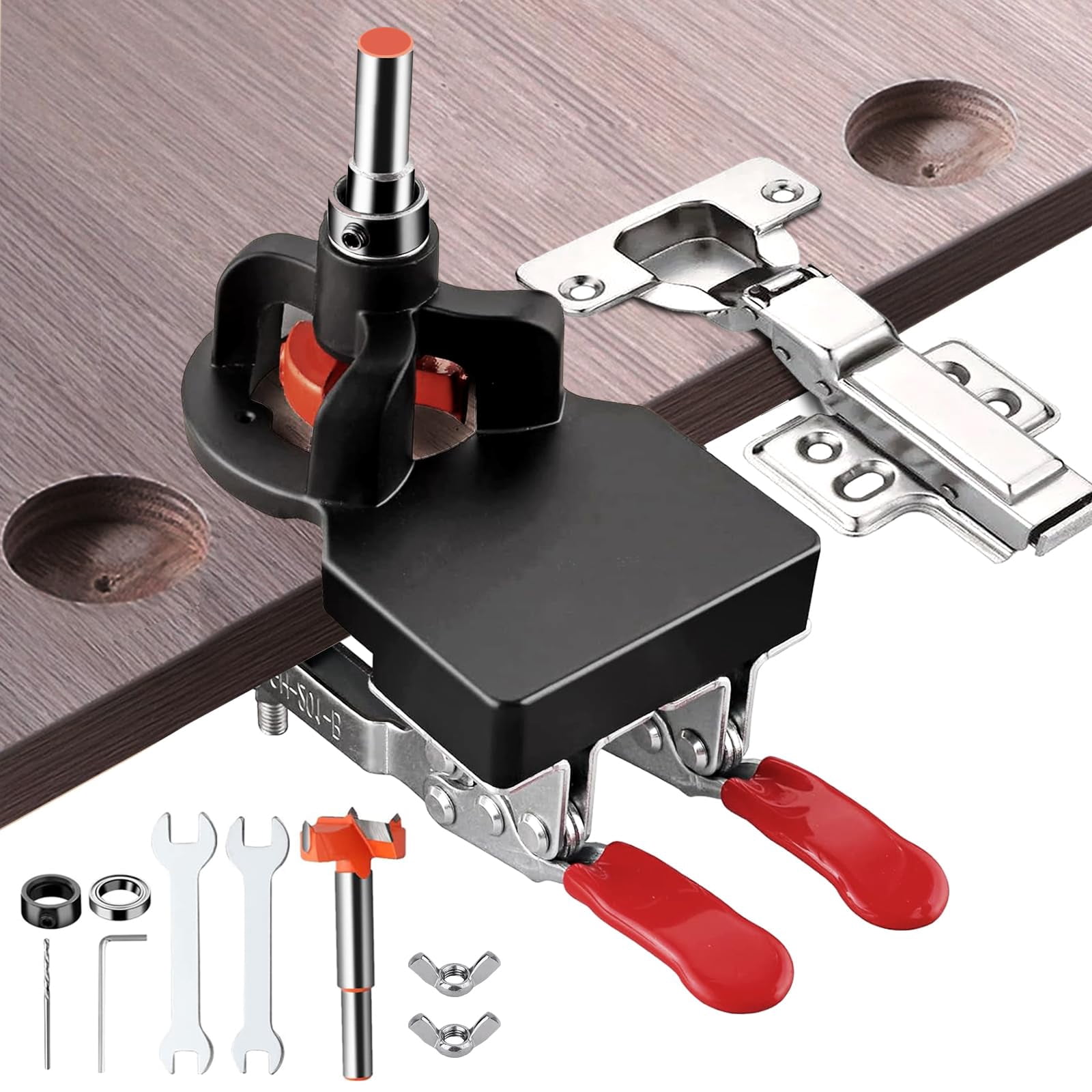 35mm Concealed Door Hinge  Accurate Locking Cabinet Aluminum Alloy Diy Pocket Hole Jig 2 Retaining Clips Adjustable Quick Punch Hardware