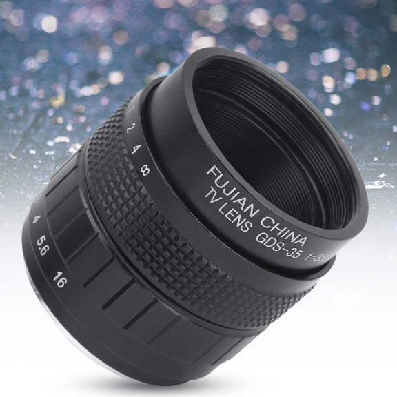 35mm F1.7 C-Mount Fixed Focus Lens with 12-Blade Aperture, MC Coating, 0. Min Focus, 133g Aluminum Alloy for Cameras