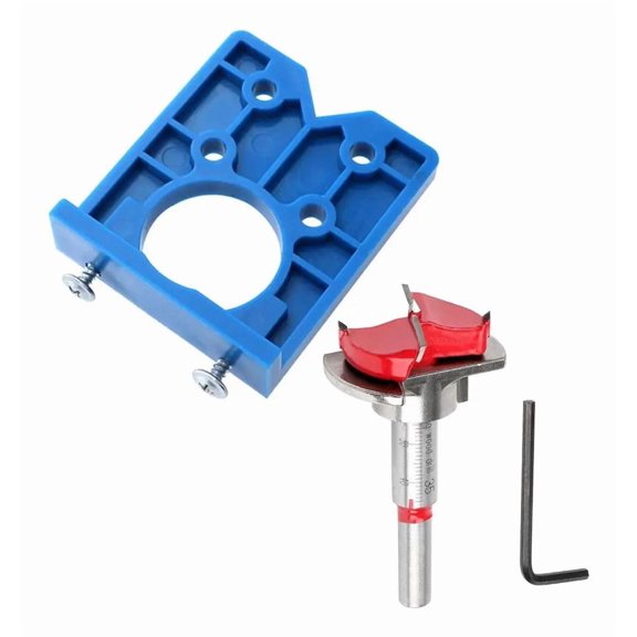 35mm Hidden Hinge Drill Bit Set with Depth Limiter & V-Shaped Positioner - Precision Jig for Cabinet Door Installation