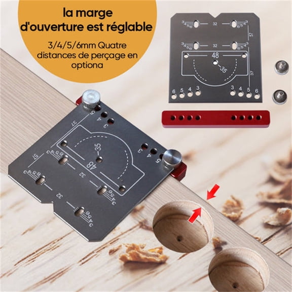 35mm Hinge Punch Locator, Concealed Hinge Drilling Jig, Aluminum Alloy 35mm Hinge Hole Template with Scale, Adjustable Woodworking Door Hinge Guide Tool