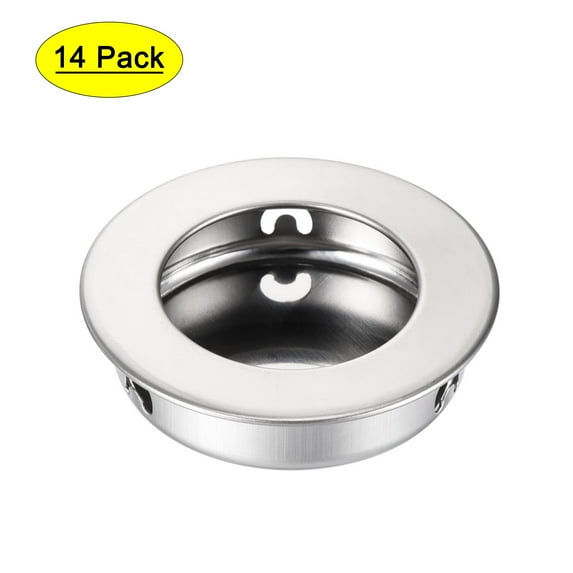 35mm Hole Dia Finger Flush Pull Handle Polished Silver Tone 14Pack