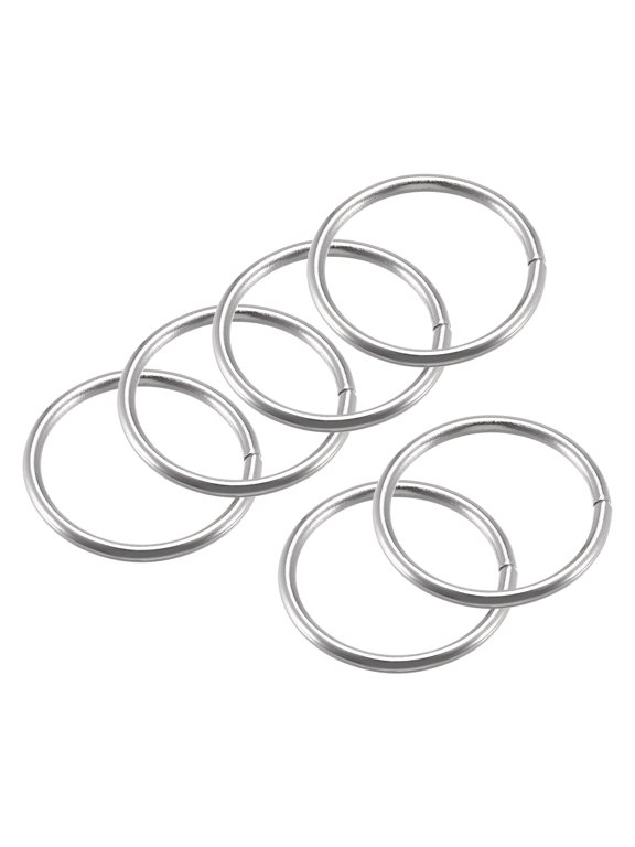 35mm OD Metal O Ring Iron Electroplated Silver Tone 12 Pack