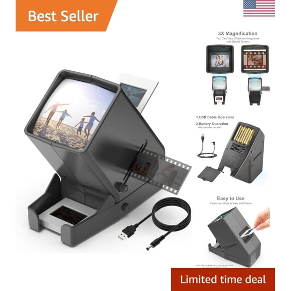 35mm Slide and Film Viewer, 3X Magnification, Battery Operation LED Lighted