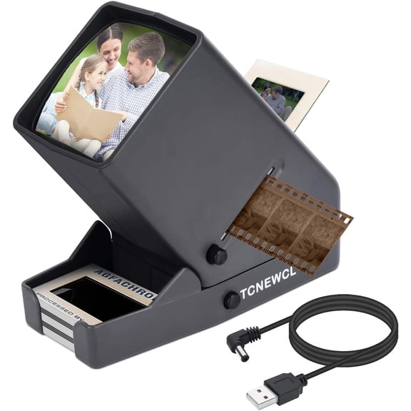 35mm Slide and Film Viewer, Negative Scanner, Desk Top LED Lighted Illuminated Viewing, 3X Magnification, USB Powered