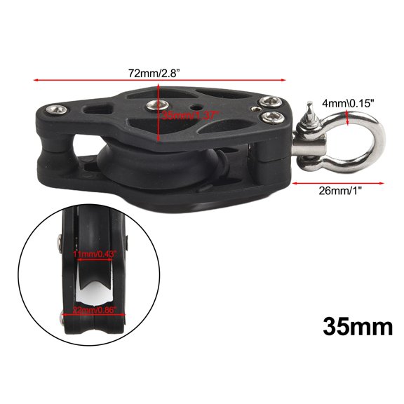 35mm Swivel Sailing Block With Becket For Rigging Sailboat Marine Heavy Pulley Suitable For Sailboats Yachts Parts