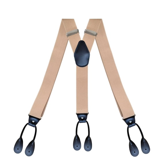 35mm Wide Adjustable Elastic Suspender Leather Button End Suspender Fashion Suspenders For Wedding Work