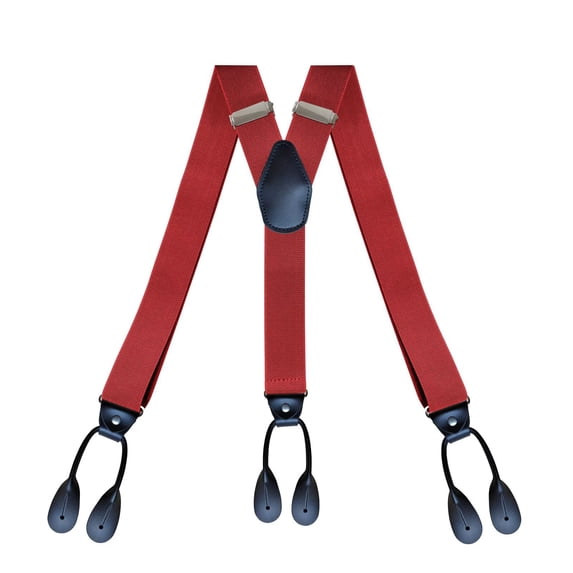 35mm Wide Adjustable Elastic Suspender Leather Button End Suspender Fashion Suspenders For Wedding Work
