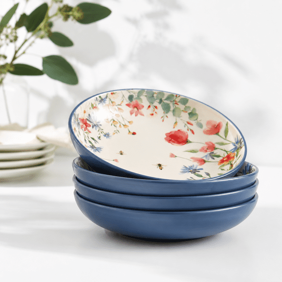 35oz Ceramic Pasta Bowl Set of 4 8.9" Salad Bowl in Summer Provence