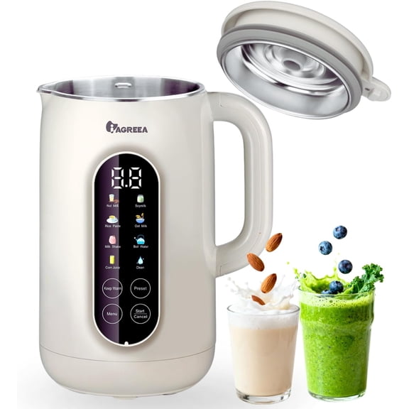 35oz Nut Milk Maker Machine 304 Stainless Steel Lid BPA Free, 10-in-1 Soy for Homemade Milkshake/Nut/Oat/Plant-Based Drink, 10 Blades Blenders with Delay Start/Boil Water/Self Clean