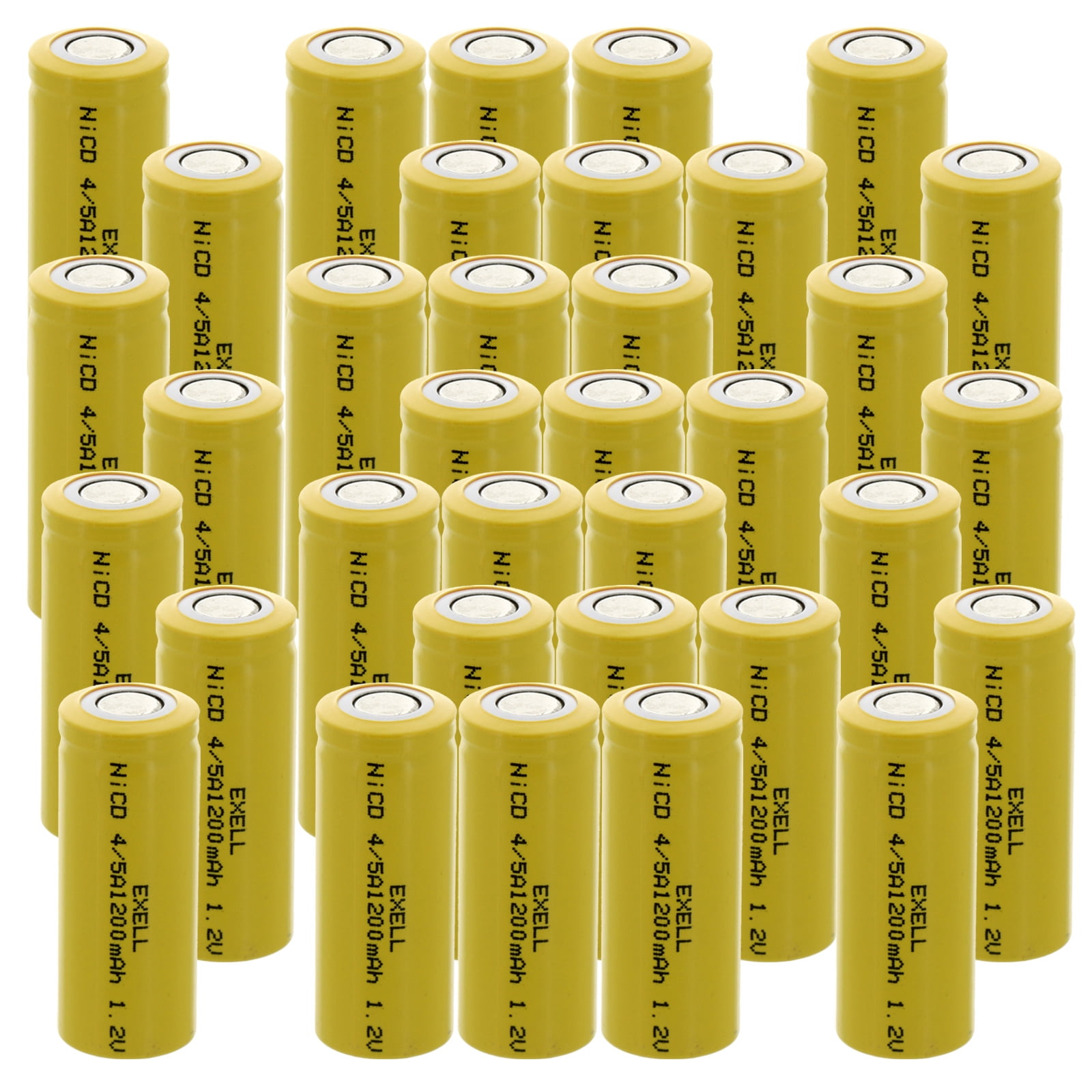 35pc Exell 4/5A 1.2V 1200mAh NiCD Flat Top Rechargeable Batteries