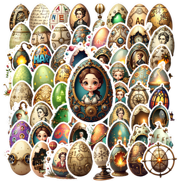 35pcs-100pcs Antique Stickers Stationery Stickers Egg Stickers DIY Stickers for Laptops Suitcases Notebooks