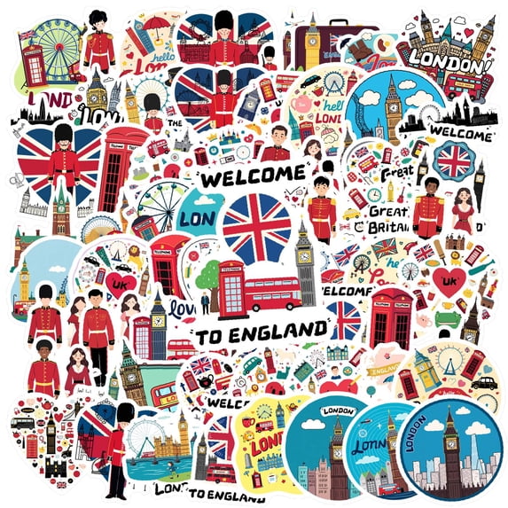 35pcs-100pcs British Sticker Pack Stationery Stickers Travel Stickers Kids Stickers for Suitcase Laptop Guitar