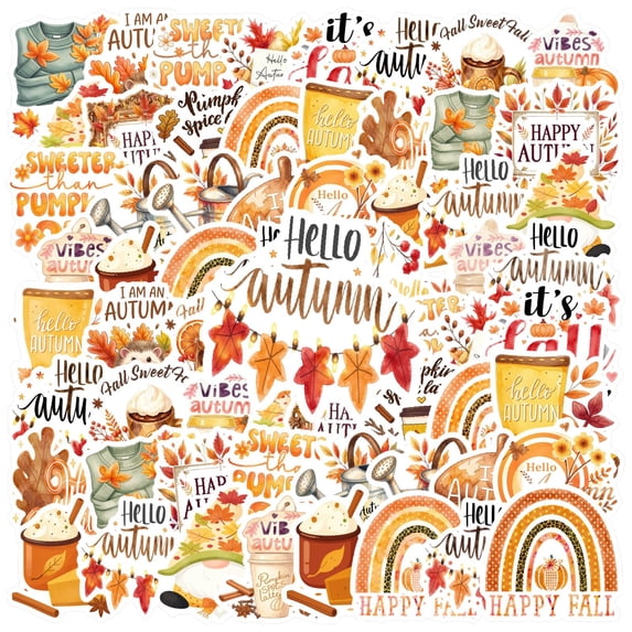 35pcs-100pcs Cozy Stationery Stickers Autumn Kids Stickers Pumpkin Graffiti Decals DIY Stickers for Laptops Suitcase