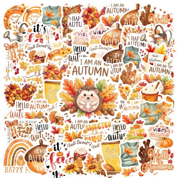 35pcs-100pcs Cozy Stationery Stickers Autumn Kids Stickers Pumpkin Graffiti Decals DIY Stickers for Laptops Suitcase