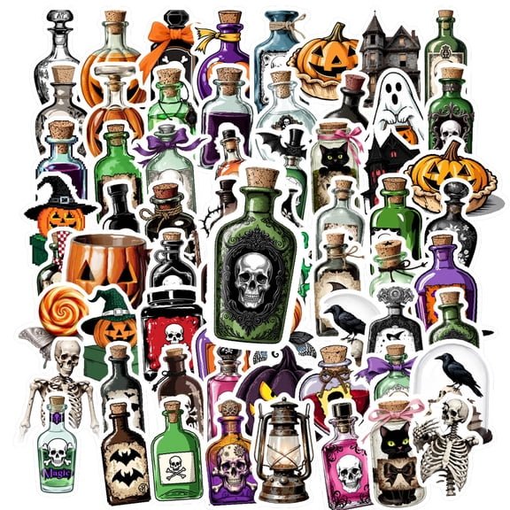 35pcs-100pcs Spooky Halloween Stickers Gothic Skull Stickers Potion Stickers for Notebooks Laptops Suitcases