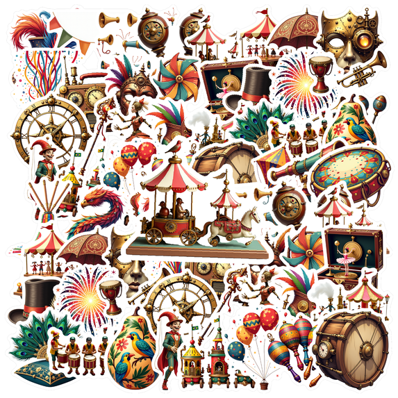 35pcs-100pcs Steampunk Stickers Carnival Stickers Vintage Stickers for Laptops Suitcases Notebooks
