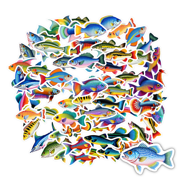 35pcs-100pcs Tropical Fish Stickers Ocean Animal Stickers Marine Life Kids Stickers for Laptops Suitcases Notebooks