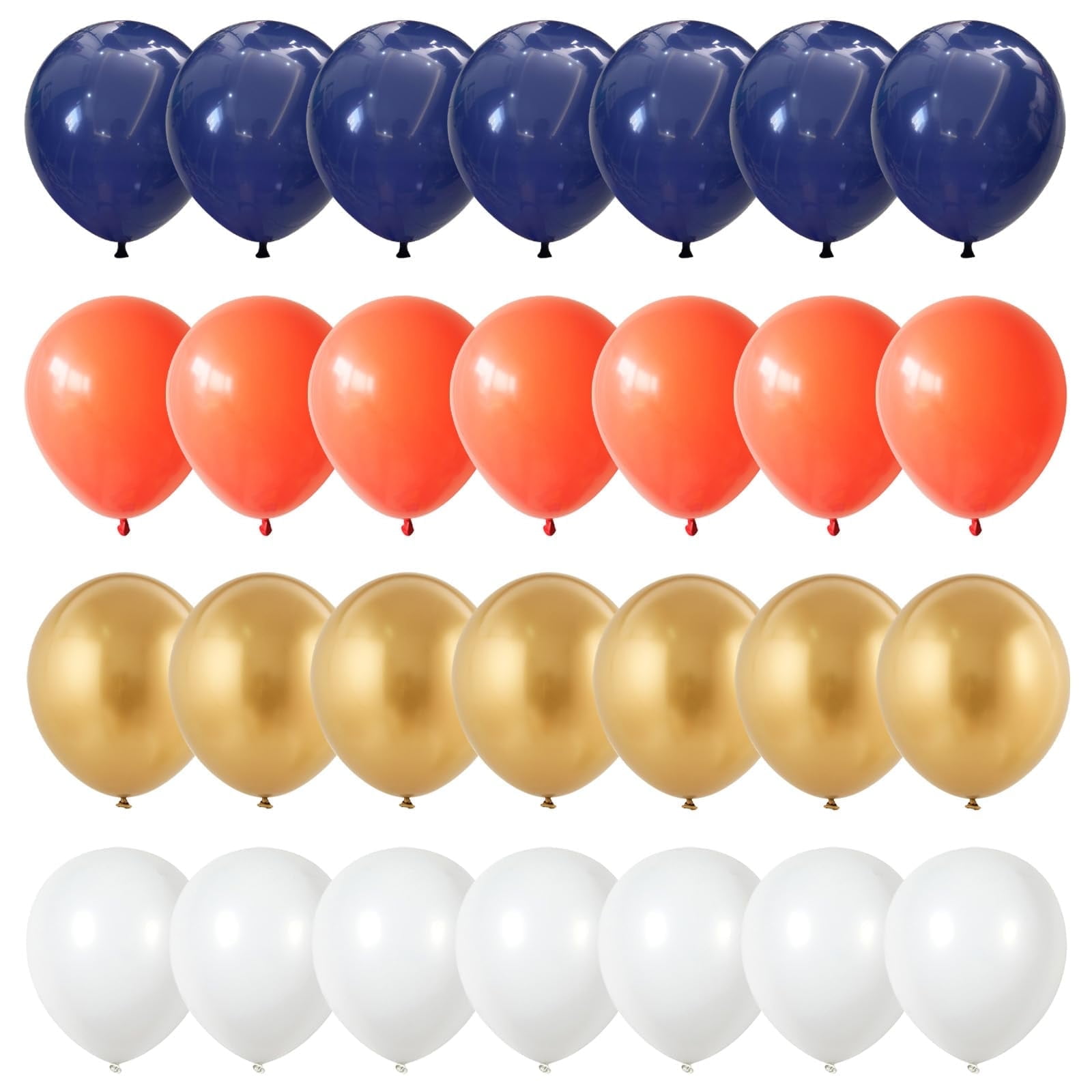 35pcs 12inch Navy Blue and Orange Balloons, Navy Metallic Orange White Latex Balloons Set for Space Basketball Birthday Baby Shower Wedding Graduation Party Decorations